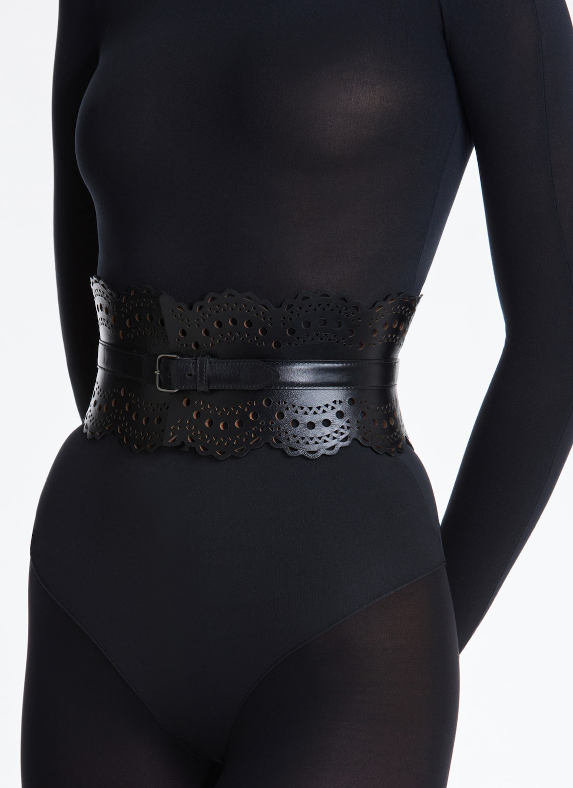 Bustier belt in vienne wave calfskin ALAÏA BLACK BUSTIER BELT IN VIENNE WAVE CALFSKIN